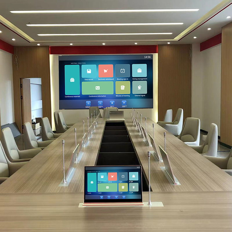 Hidden Desktop Flip up Monitor Paperless Conference System